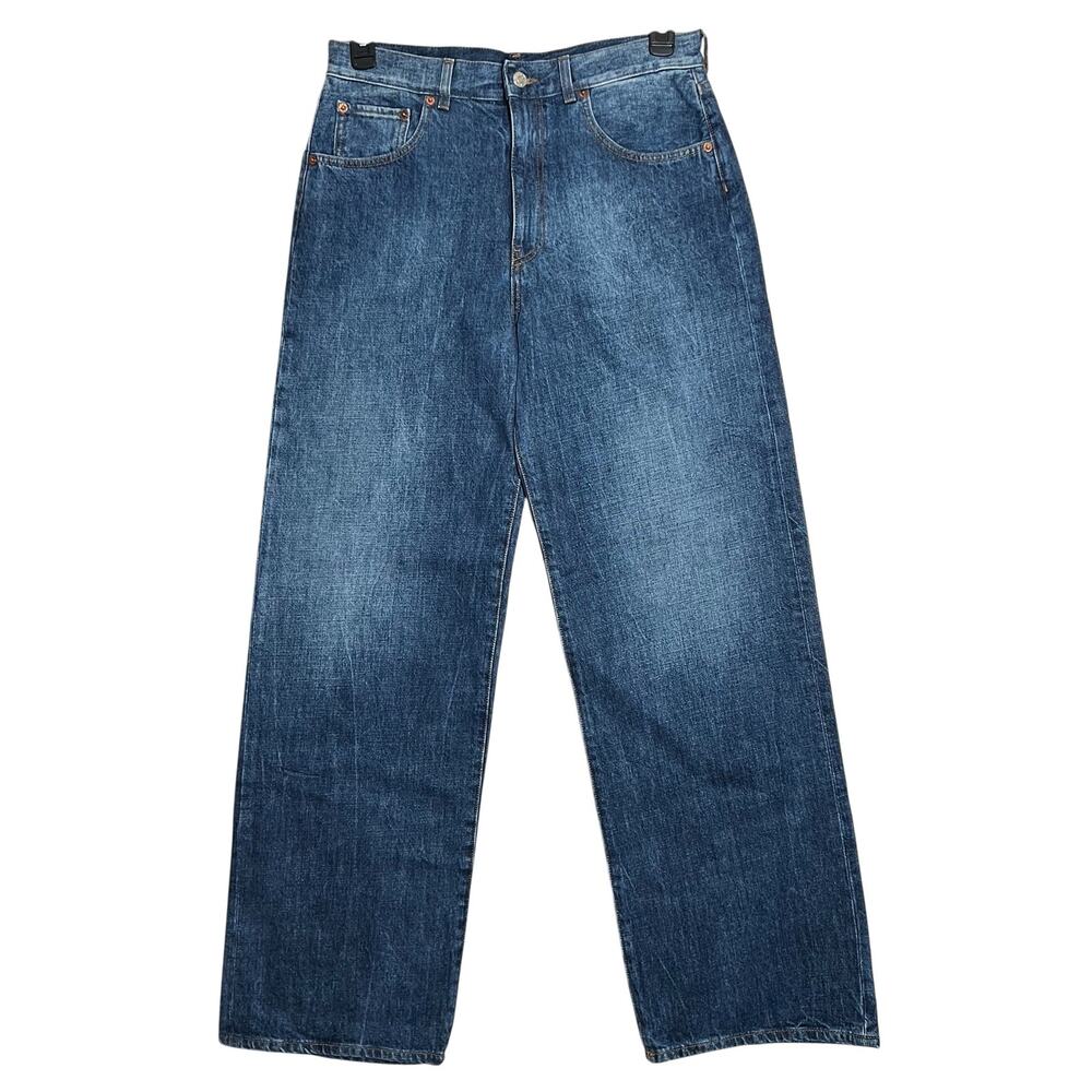 6397 Wide Leg Jeans NP239 SIZE 29 Marbled Blue 100% Cotton Italy NWT